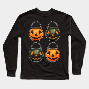 Black and Orange Pumpkin Buckets Long Sleeve T-Shirt